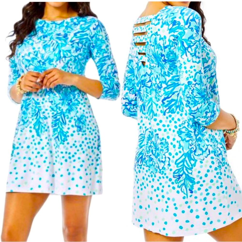 Lilly Pulitzer Ophelia Dress Resort Karma Camellia Engineered White/Blue XXS NEW
